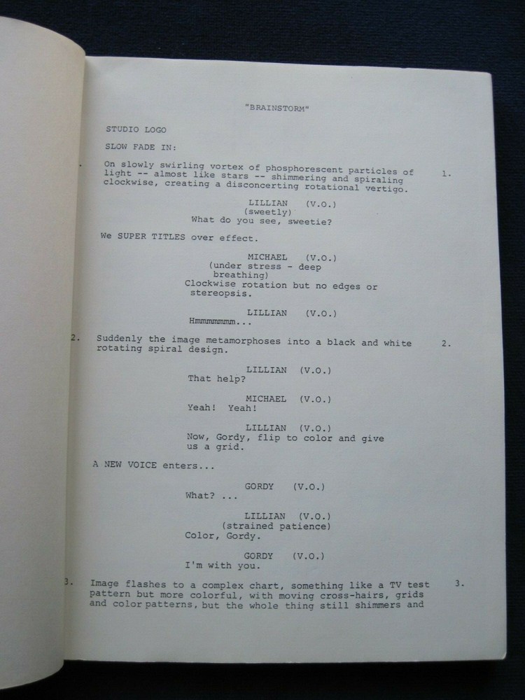 ORIGINAL SCRIPT for BRAINSTORM - NATALIE WOOD & CHRISTOPHER WALKEN Film