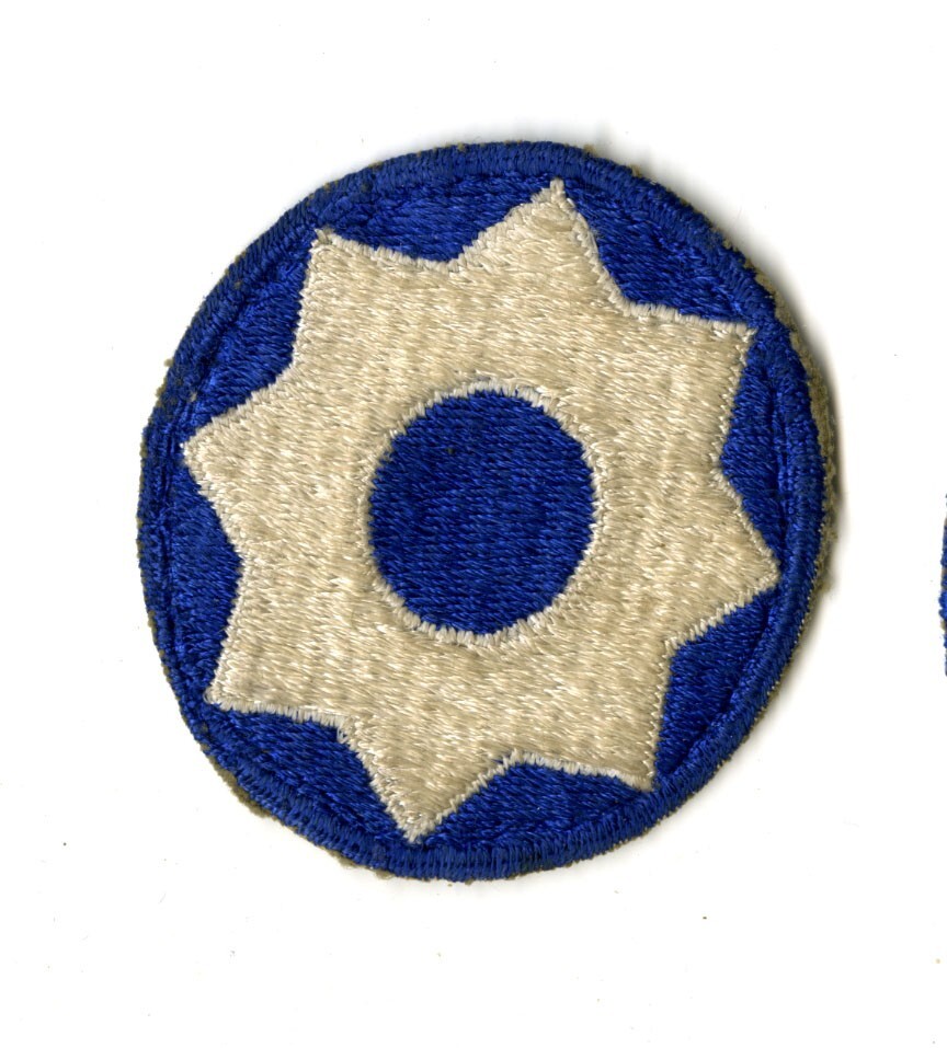 8th Service Command White Back Patch WWII Vintage Southern States