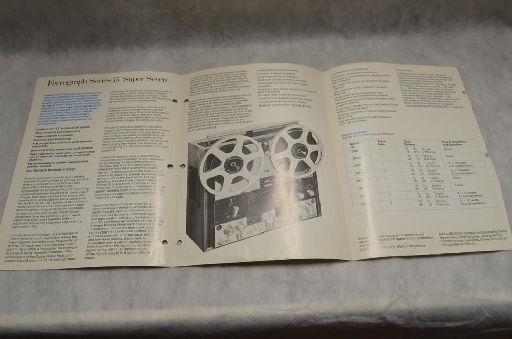 10 Data Sheets/Foldouts- Garrard &1 Foldout- Ferrograph. England. 1970s. Mint-