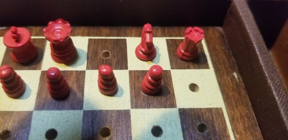 Vintage E.S. Lowe Mini Chess Backgammon Set Made in the USA