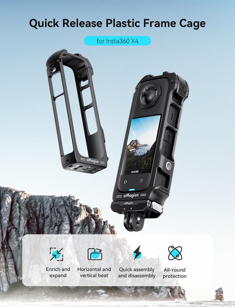 For Insta360 X4 Camera Quick Release Rabbit Cage Protection Frame Accessories