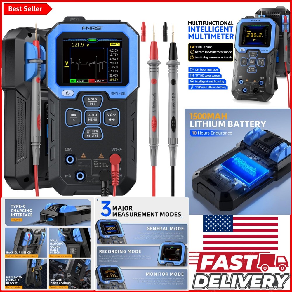 Advanced Digital Multimeter 9999 Counts TRMS - Rechargeable with TFT Display