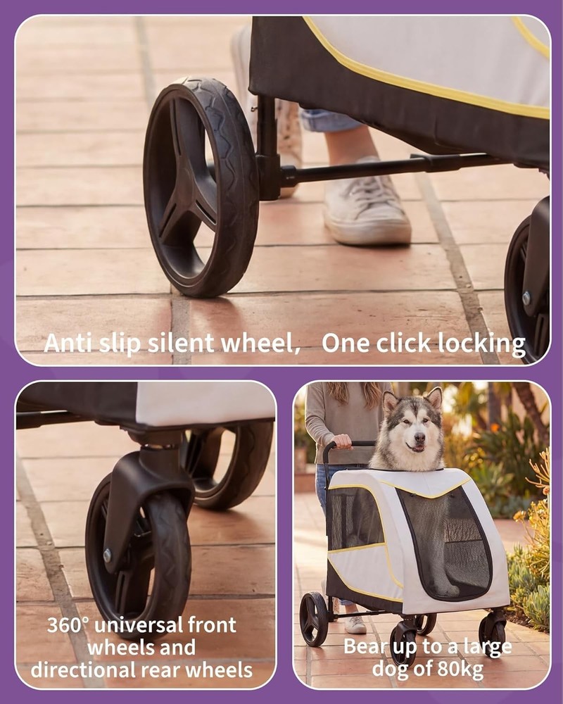 All-Terrain Dog Stroller for Large and Medium Pets Compact Fold Dual Entry Wagon