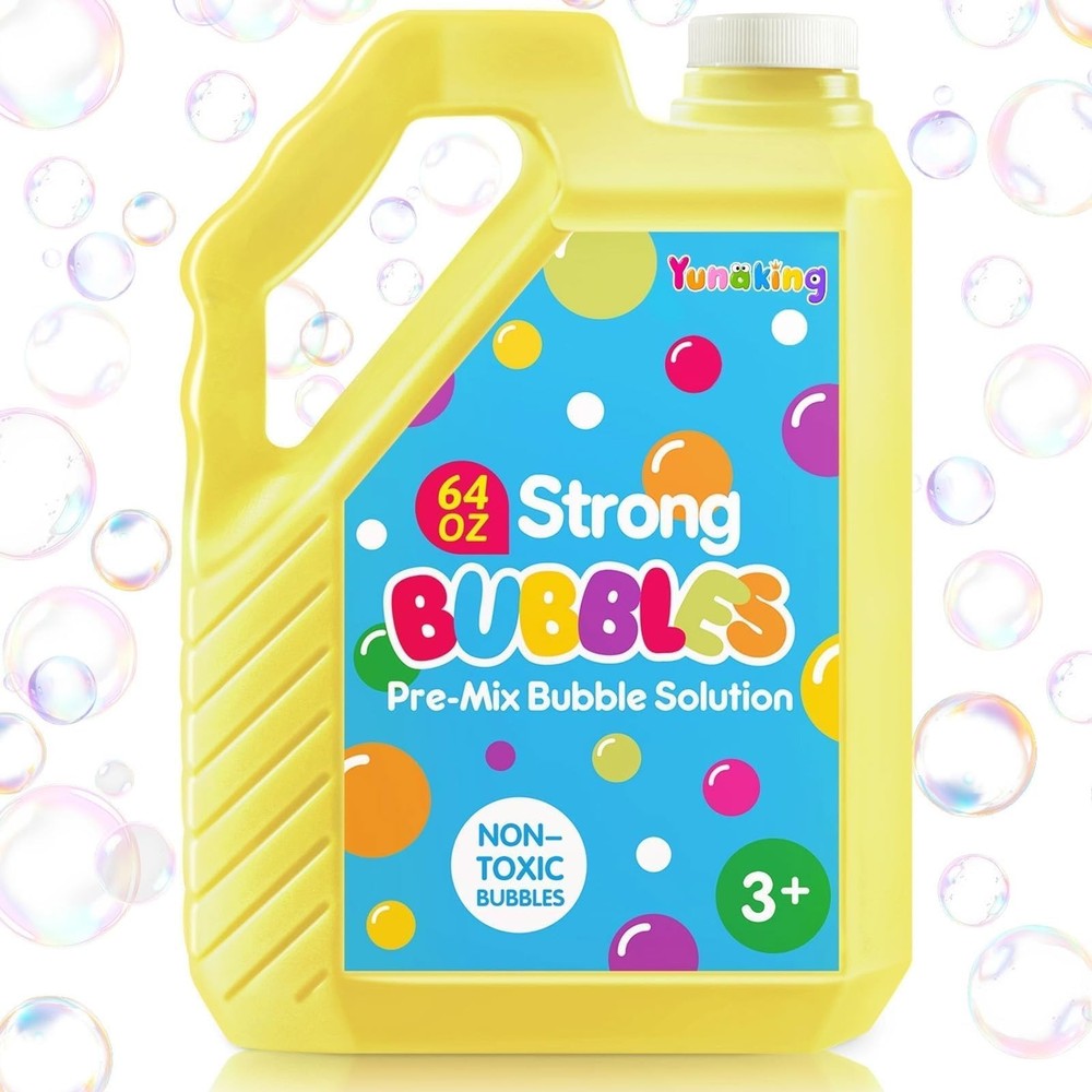 64 OZ Bubble Solution Refill Pre-Mix: Non-Toxic Bubbles for 64 OZ, Yellow