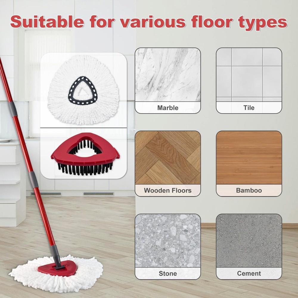 Mop Replace Head Mop Handle for O Cedar Mop, Mop Replacement for Ocedar Spin ...
