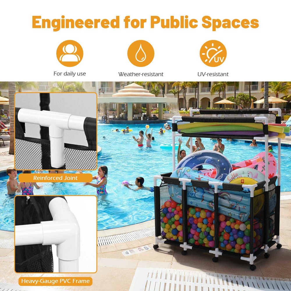 AplusChoice 424 Gal Mesh Pool Storage Bin Rolling Cart Replacement Mesh Cover