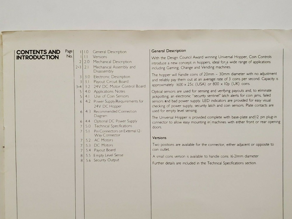 Coin Controls Universal Hopper Technical Manual