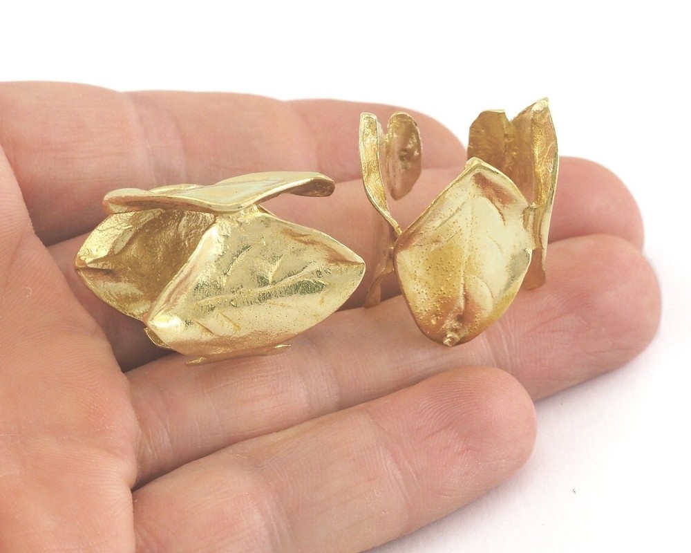 Leaf Leaves Ring Adjustable raw brass (17.5mm 7US inner size) 3272