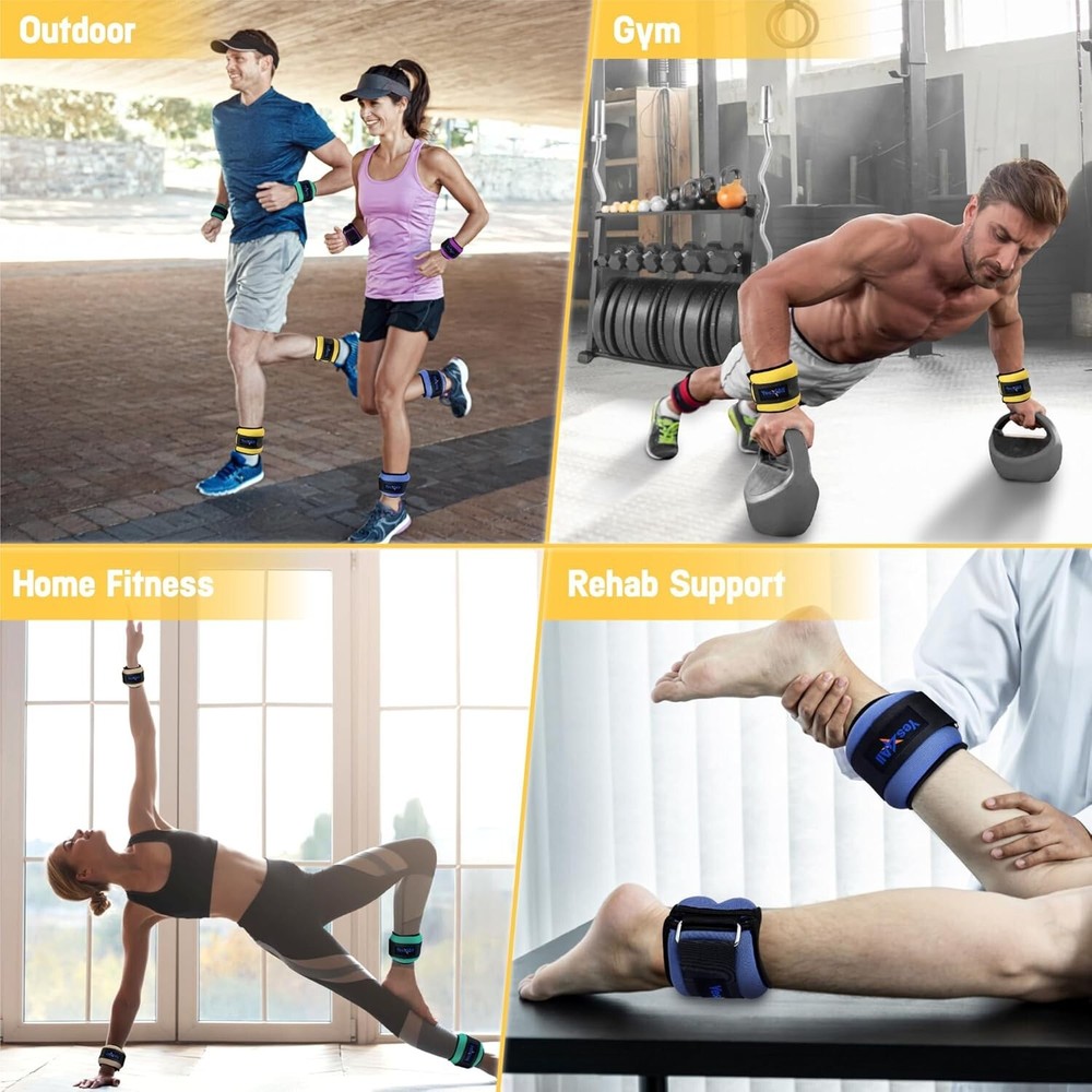 2x4Lbs Neoprene Ankle Weights for Walking, Jogging & Strength Training