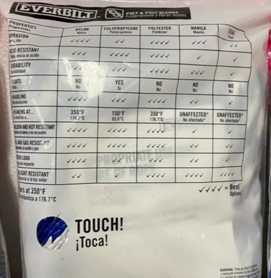 Everbilt 3/8 Inch X 50 Feet Solid Braid Polypropylene Rope