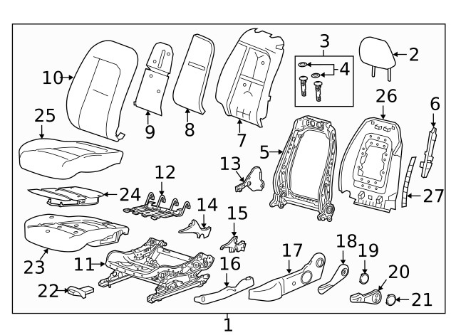 Genuine GM Passenger Side Front Seat Back Upper Support 13507183