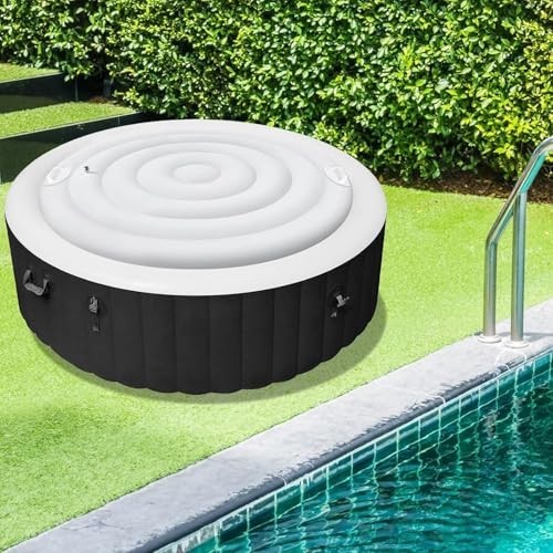 5.3FT Inflatable Hot Tub Cover - Round, Foldable, Waterproof Spa Protector