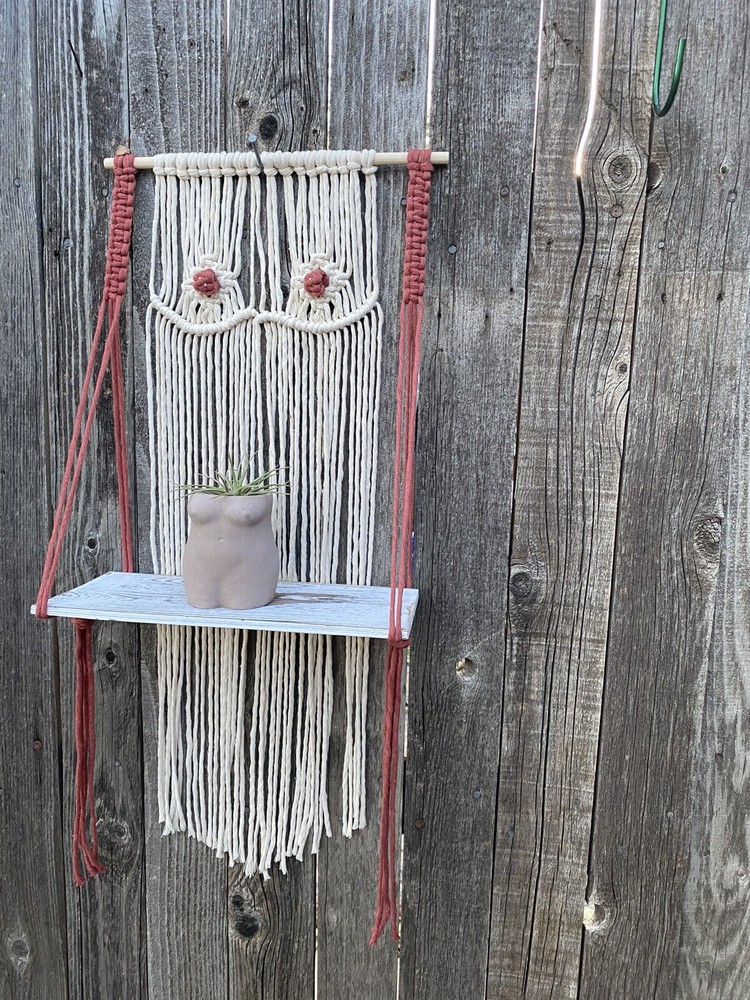 Macrame Shelf Female Fiber Art
