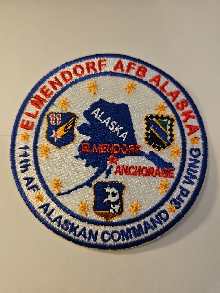 USAF PATCH ELMENDORF AFB, ALASKA, ALASKAN COMMAND