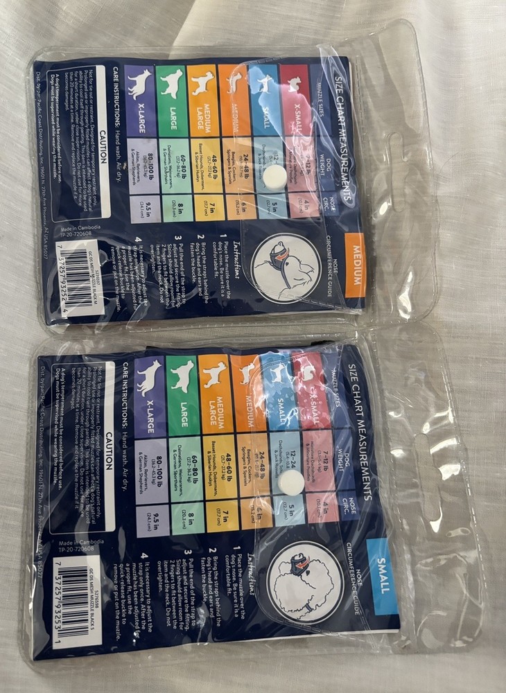 Top-Paw Adjustable Mesh Muzzle: 1 Black Medium & 1 Black Small