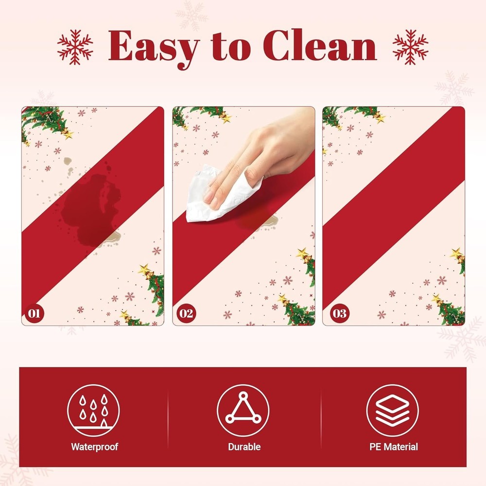 Childom 2-Pack 54x108 Inch Disposable Christmas Tablecloths Rectangular