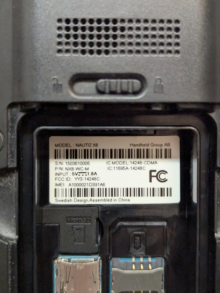 handheld NAUTIZ X8 compact rugged Android data collector; tested, works; reset