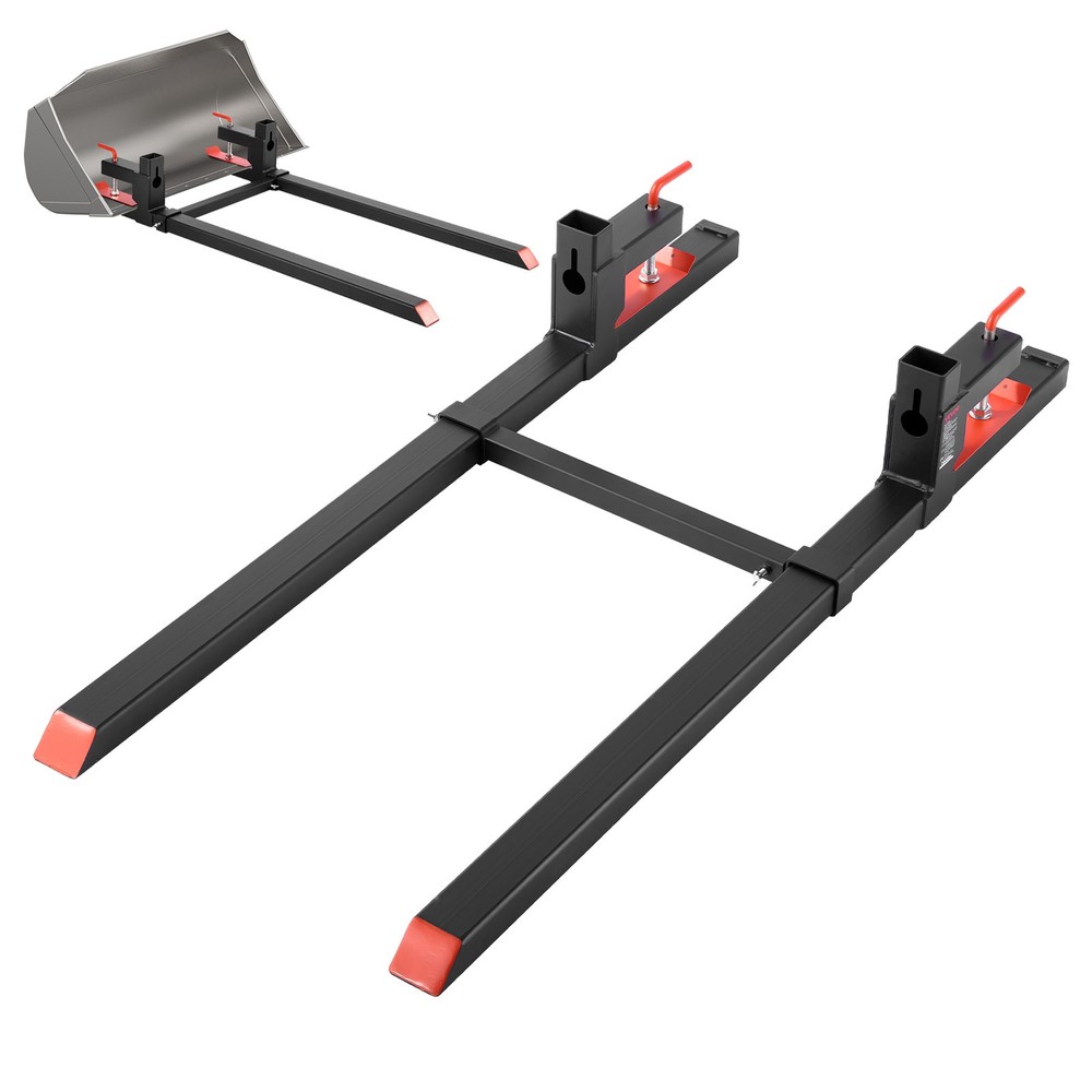 VEVOR 60" 2000 lbs Pallet Fork Clamp on Tractor Forks with Stabilizer Bar