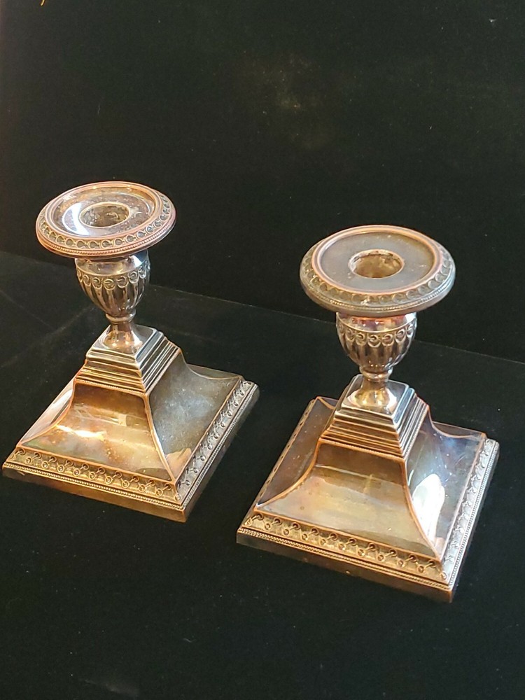 Amazing Art Deco Silver-plated and Copper Candlesticks