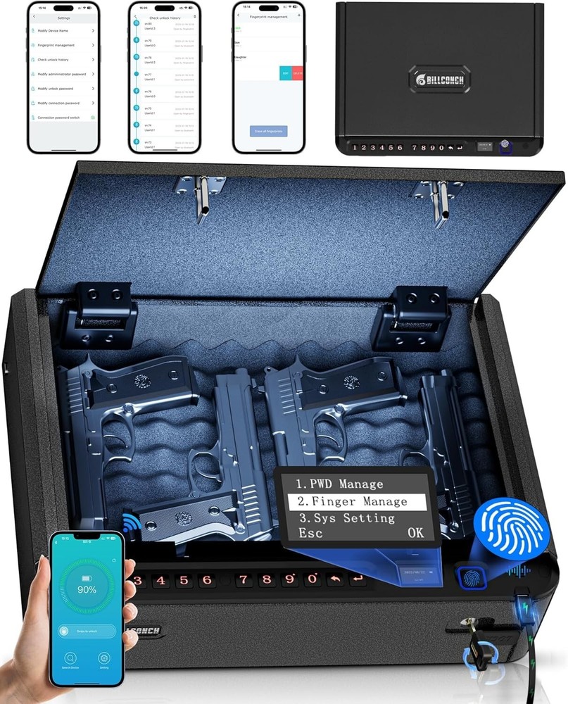 Intelligent Portable Gun Safe with Multiple Unlock Options - Ideal for Security