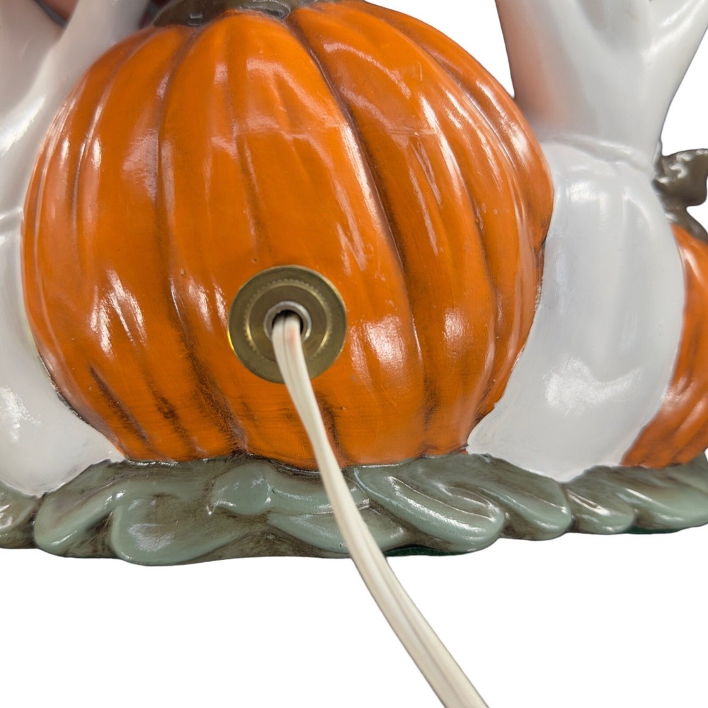 Halloween Light Up Jack O Lantern Ghosts Mouse Spider Ceramic Night Lamp Signed