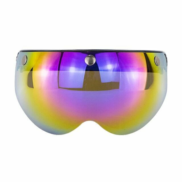 Motorcycle Half Helmet 3-Snap Flip Up Visor Face Wind Shield Goggles