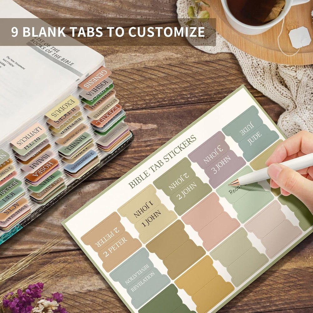 Laminated Large Print Bible Tabs - Boho Design for Effortless Navigation & Style