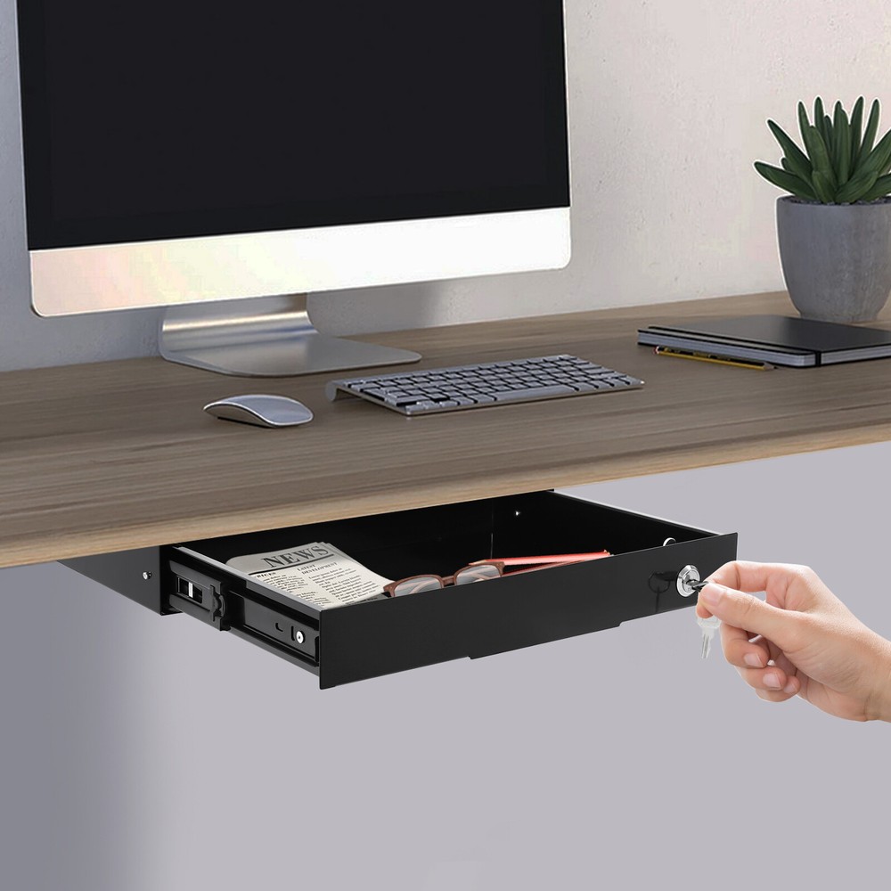 Under Desk Mounted Sliding Pull-out Drawer Drawer Storage Organizer For Office