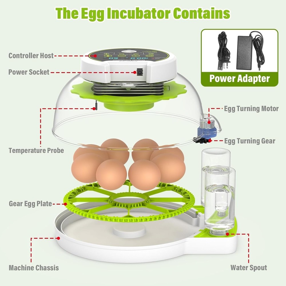 8 Egg Incubators for Hatching Eggs with Automatic Egg Turning and Humidity