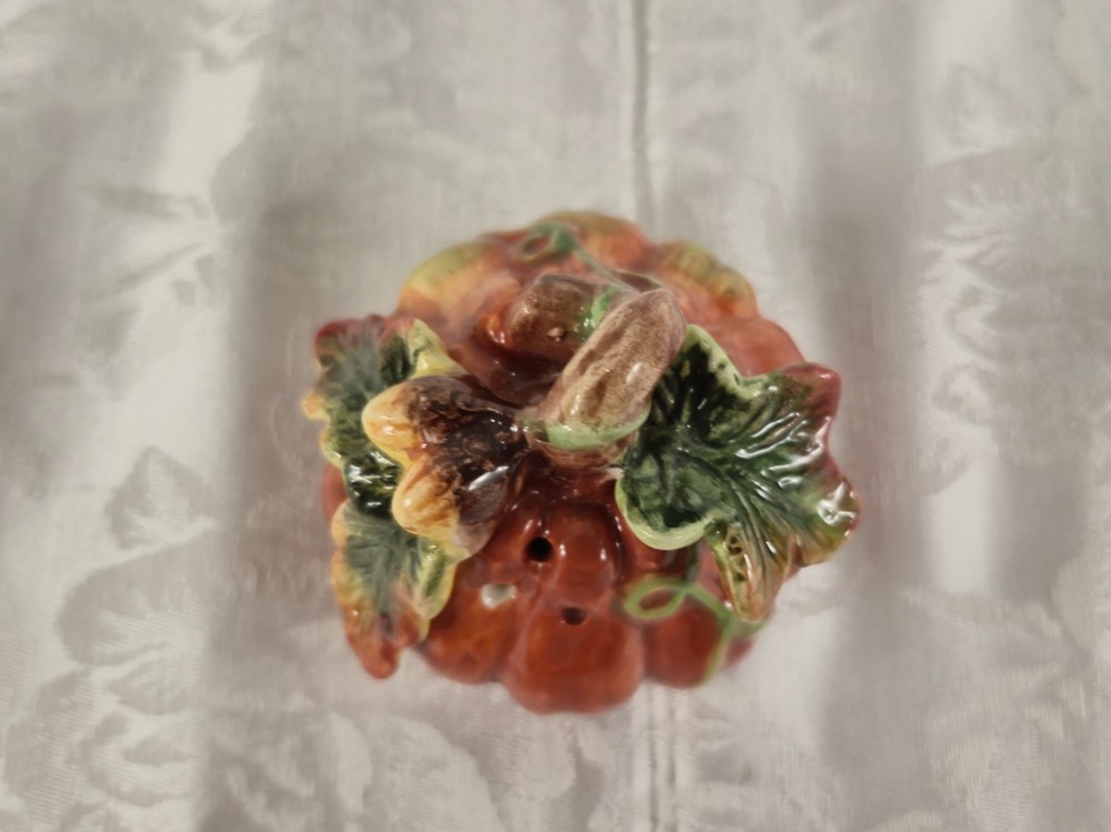 Spode Fall Harvest Pumpkin Squash Salt & Pepper Shaker Leaf Tray Plate Halloween