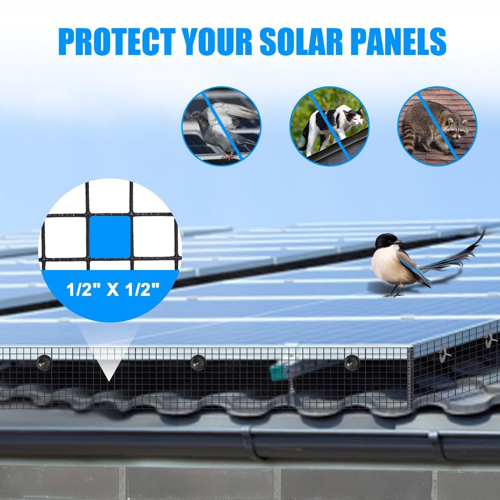 Hoqqf 6in X 100ft Solar Panel Bird Guard - 1/2" Black PVC X 100ft,
