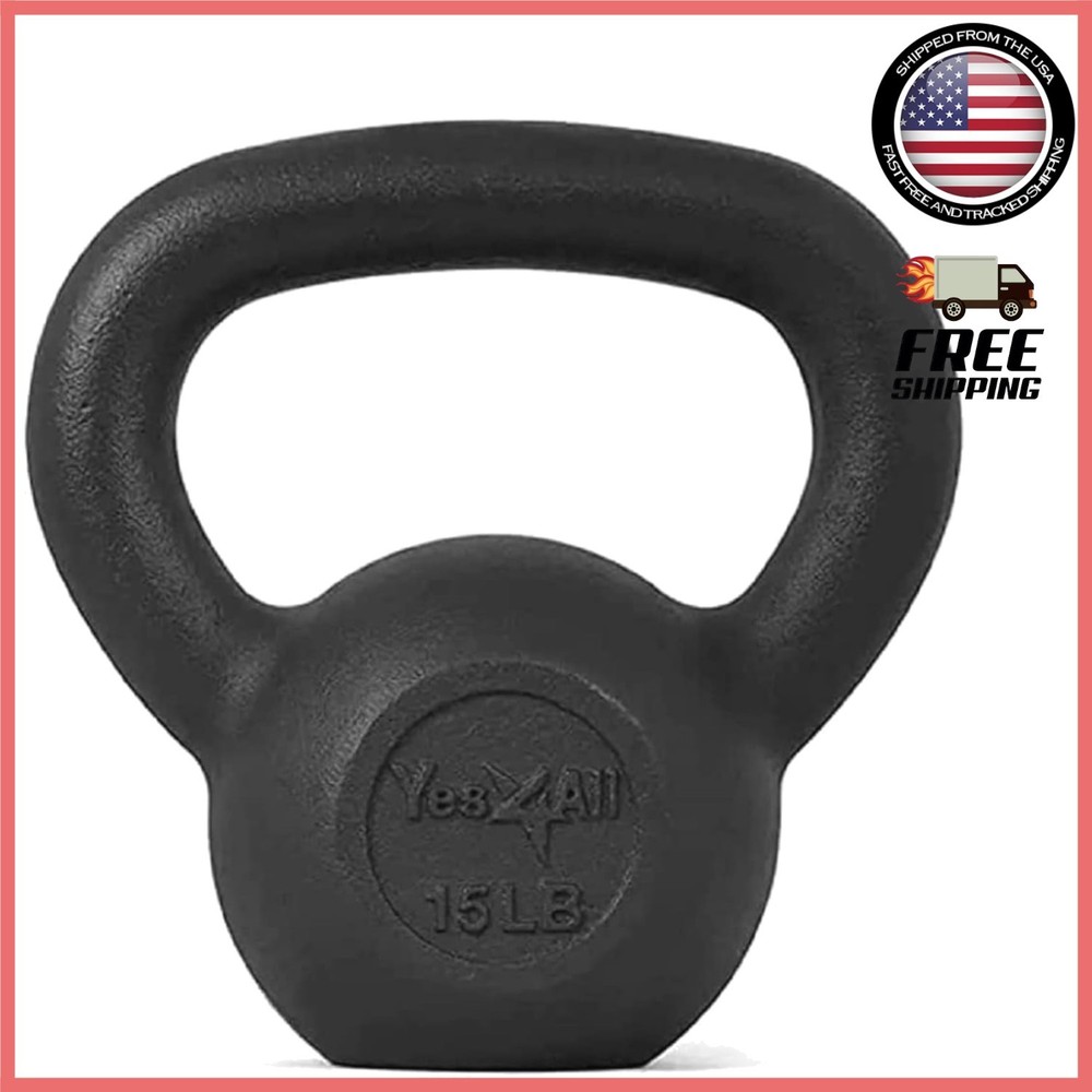 15 lbs Cast Iron Kettlebell - Versatile Strength Training for Full Body Workouts