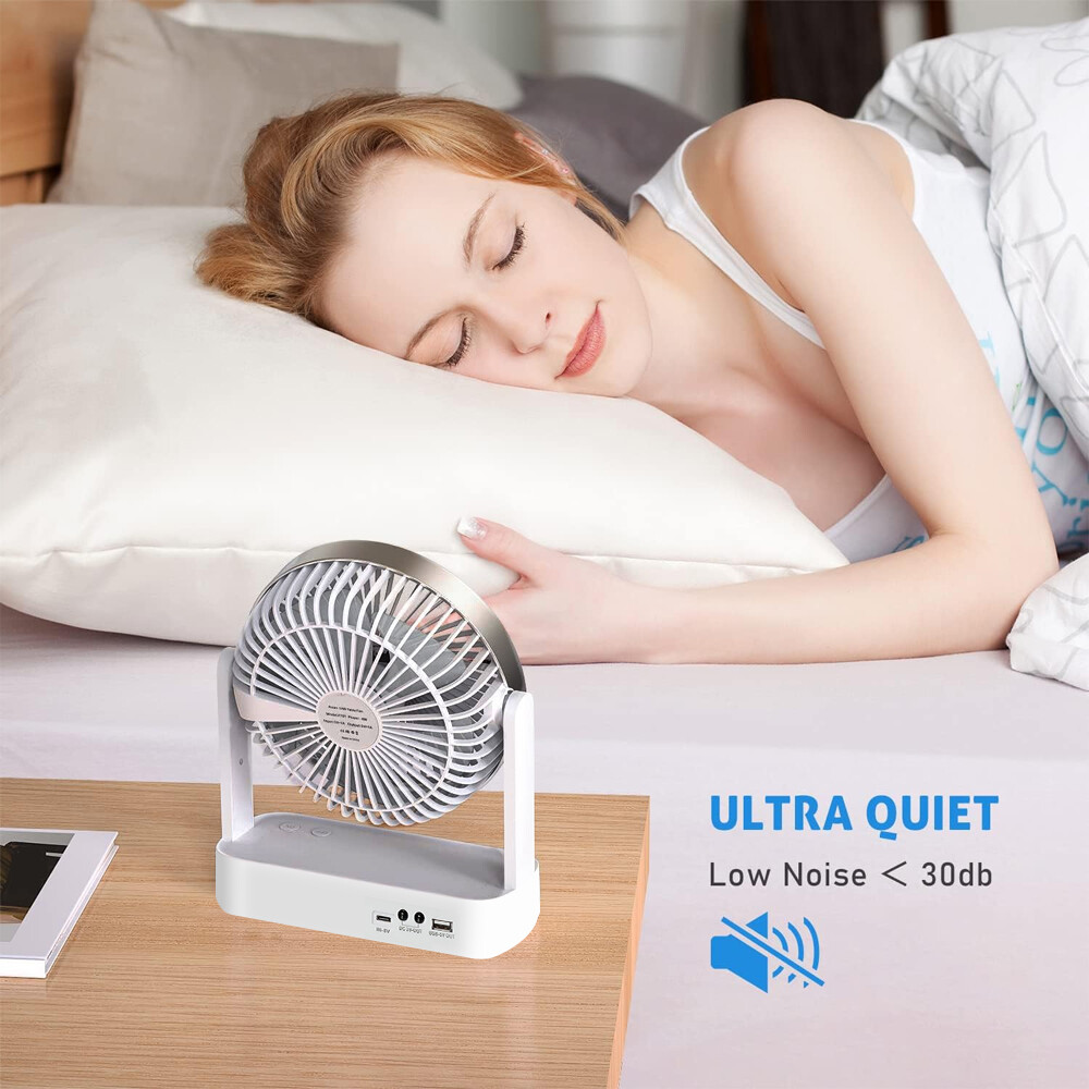 4in1 Solar Panel Powered Charging Table Fan with Light Rechargeable with 2 Bulbs