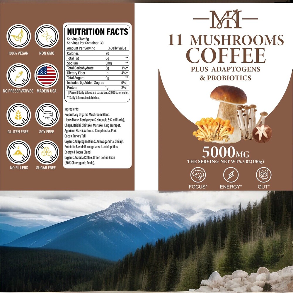Mushroom Coffee Organic Coffee 30 Servings in one Pack