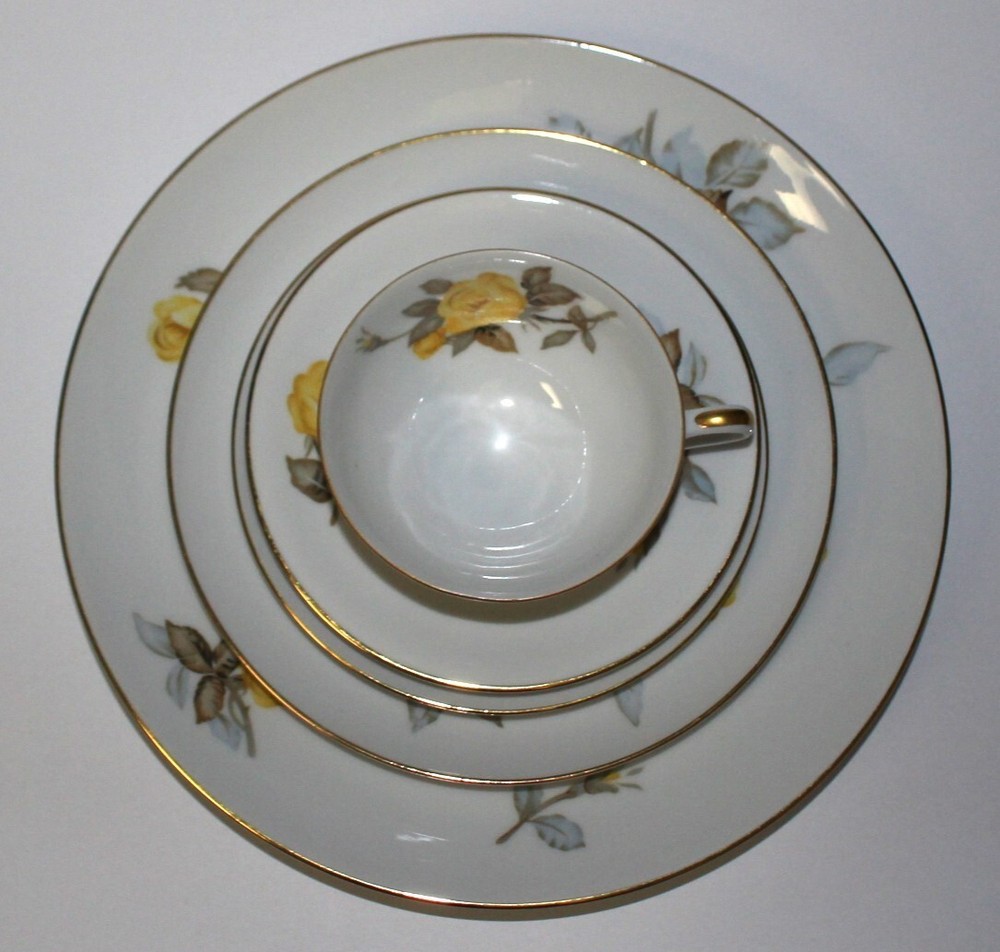 Sango Cotillion Yellow Rose Coupe 5-Piece Place Setting, Multiple Available
