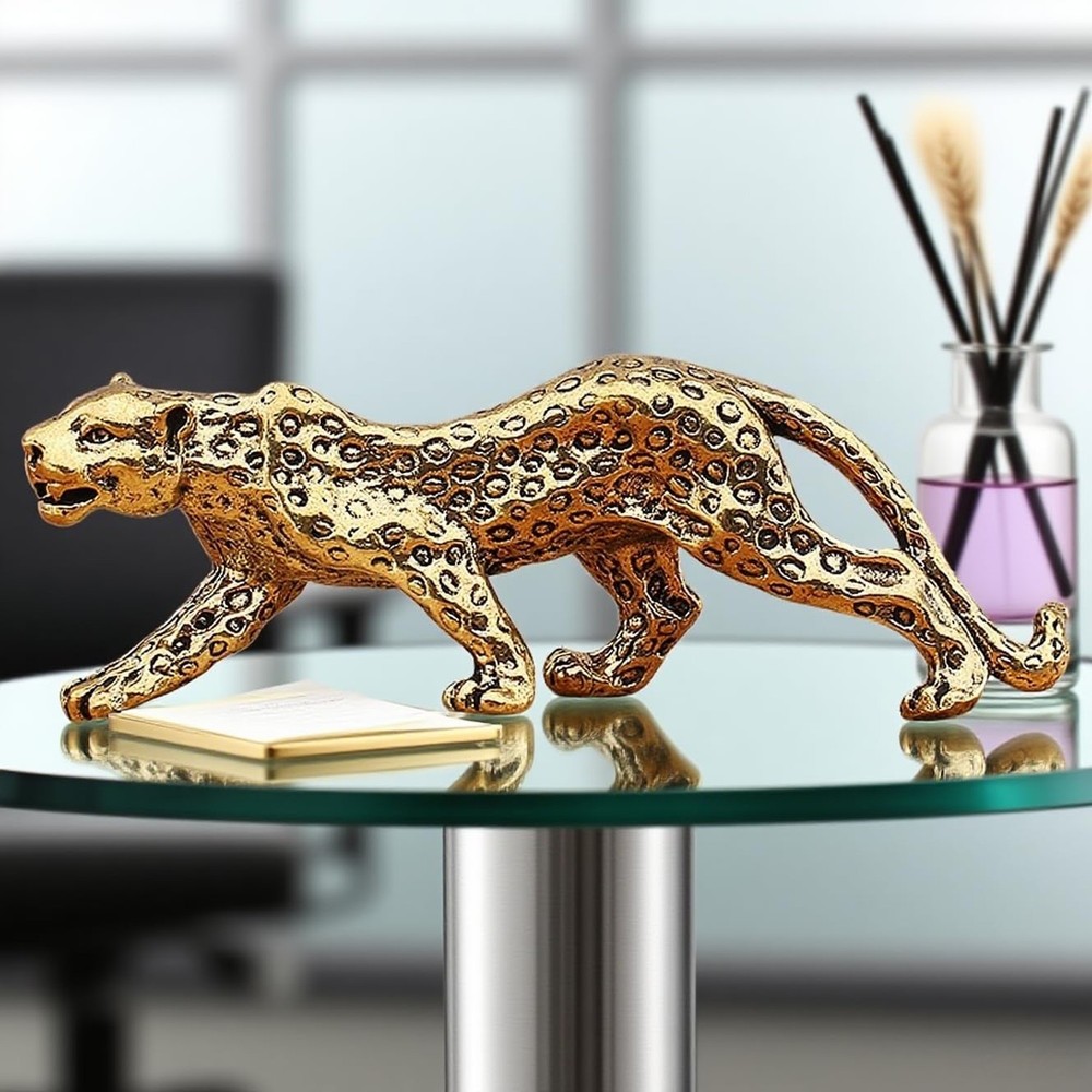 Leopard Statue - Elegant Leopard Figurine Stylish Desktop Ornament, Tabletop ...