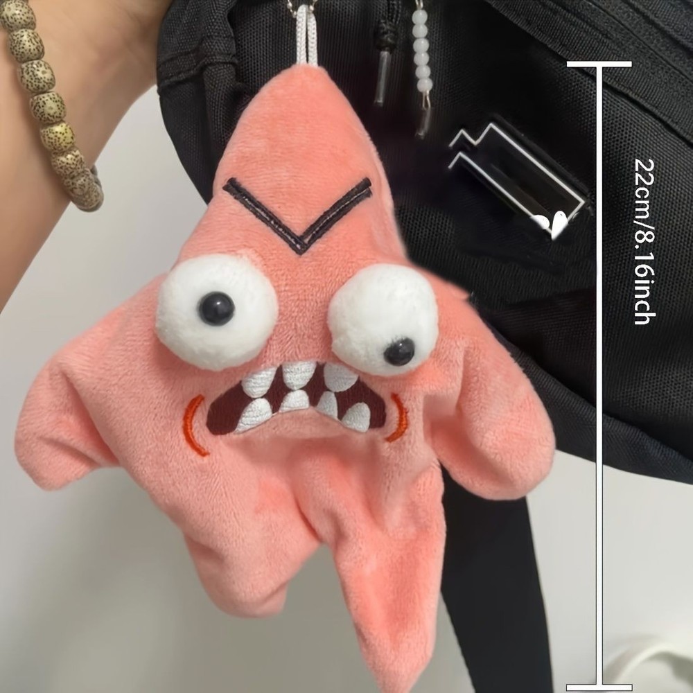 Grumpy Starfish Pink Kicking Plush Backpack Keychain Funny Cute Gift