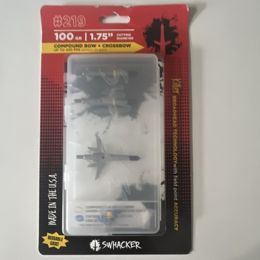 Swhacker 219 Broadhead 100 Grain 1.75" Cutting Compound Bow Crossbow
