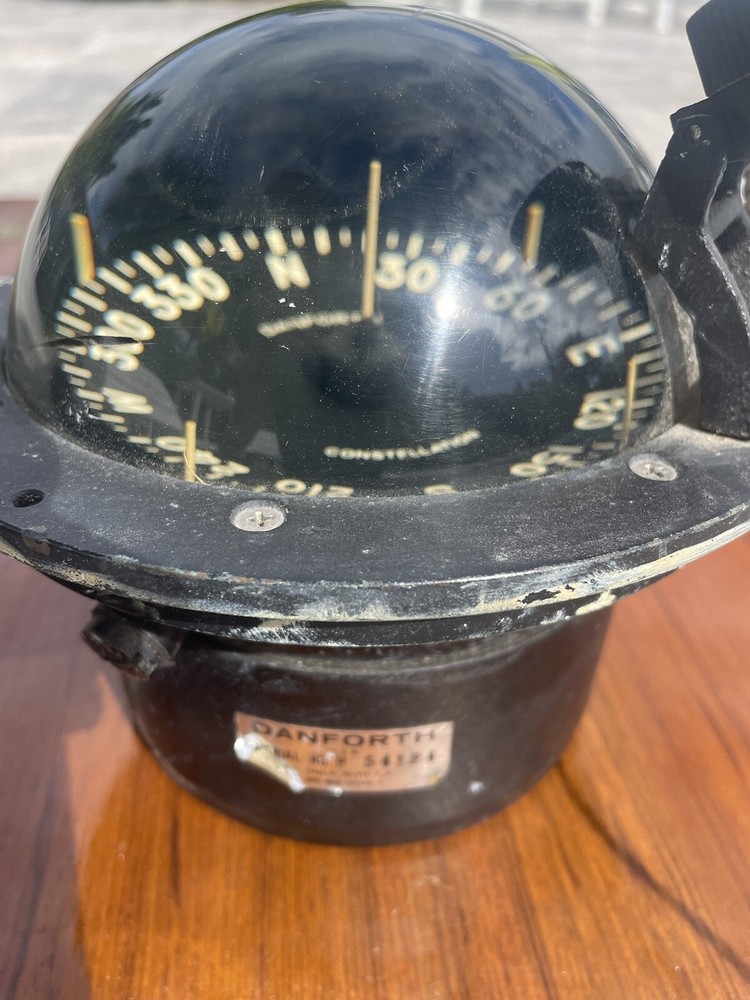 VINTAGE DANFORTH CONSTELLATION BINNACLE MOUNT COMPASS WITH 5" CARD