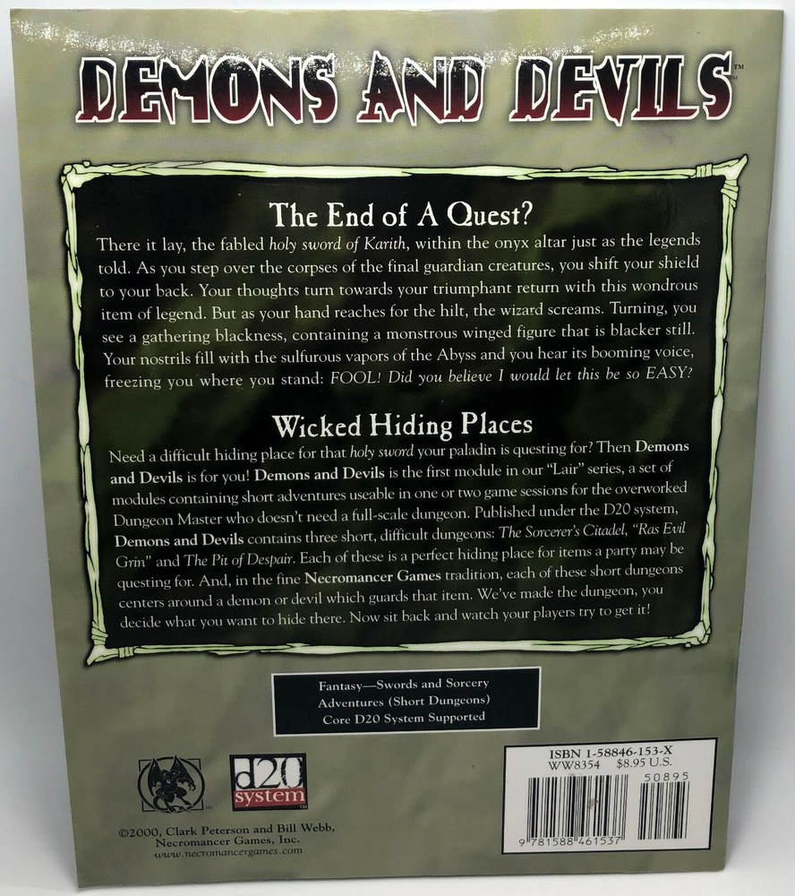 Swords & Sorcery: Demons & Devils | D20 Systems - 2001