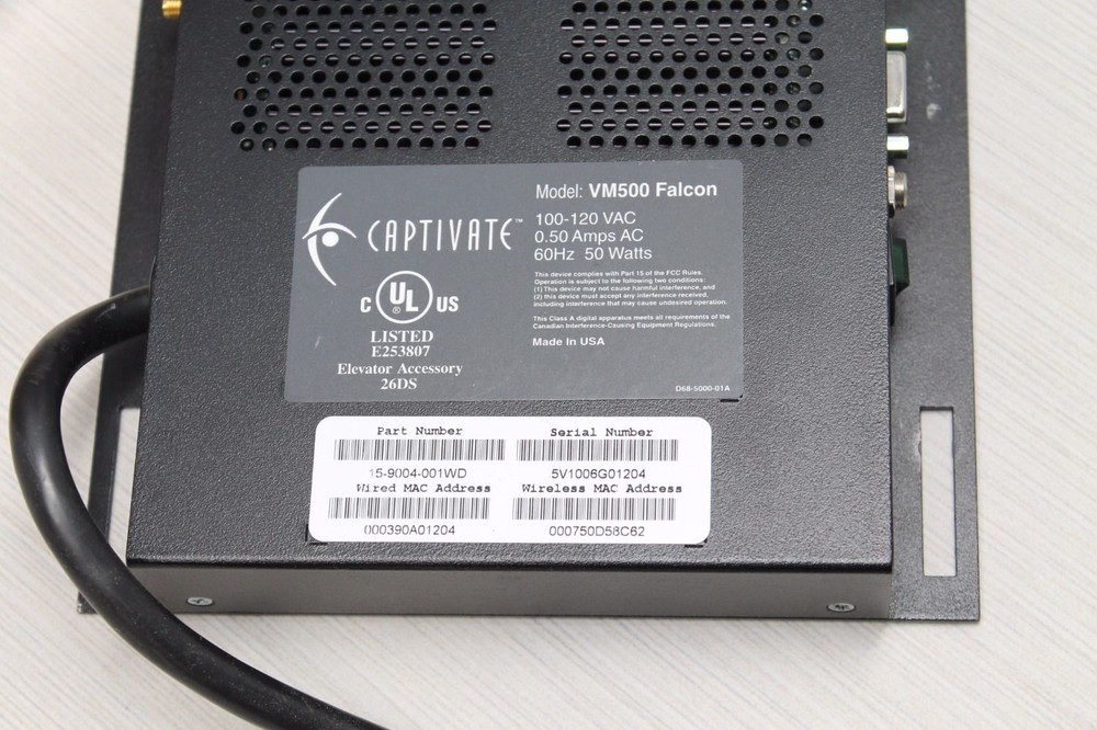 DVC Captivate VM500 Falcon Elevator Accessory 26DS Video Player