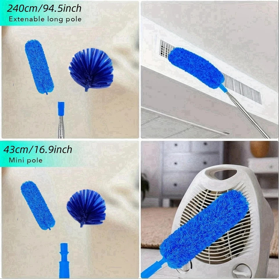 Cobweb Duster with Extension Pole,Spider Web Remover 2PCS Cob Web Duster 15