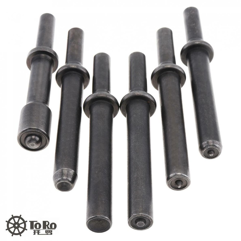 6pcs/set Hard 45# Steel Solid Air Rivet Impact Head Support Pneumatic Tool