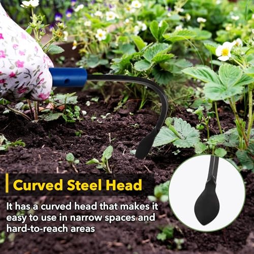 Manual Weed Puller Tool with Plastic Head, Lightweight Hand Weeder & Blue