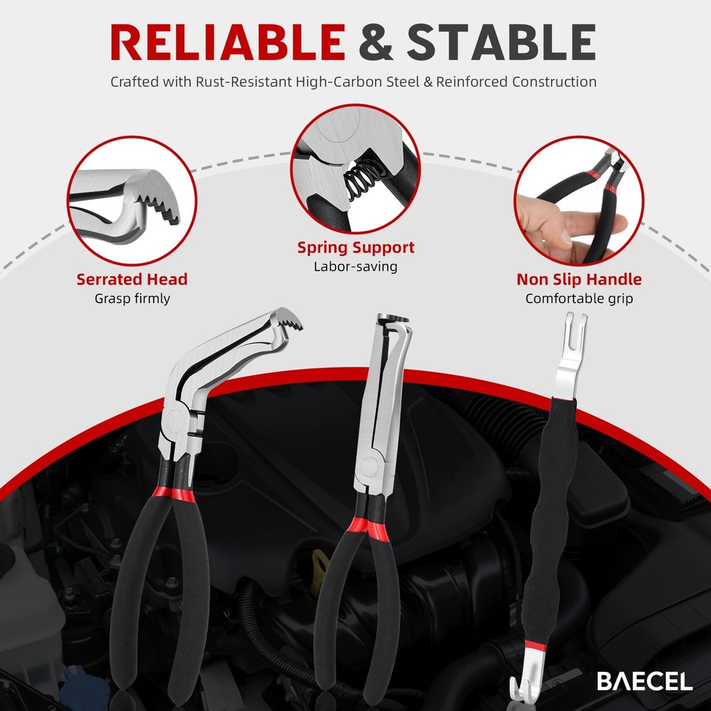 baecel 3 Pack Electrical Disconnect Pliers, Improved Standard, Black 3 Pcs