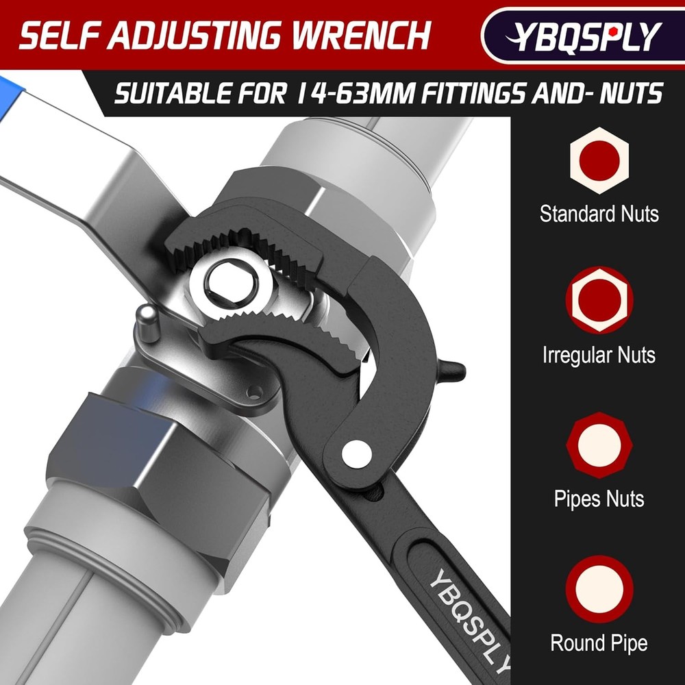 Self adjusting pipe wrench set for plumbing