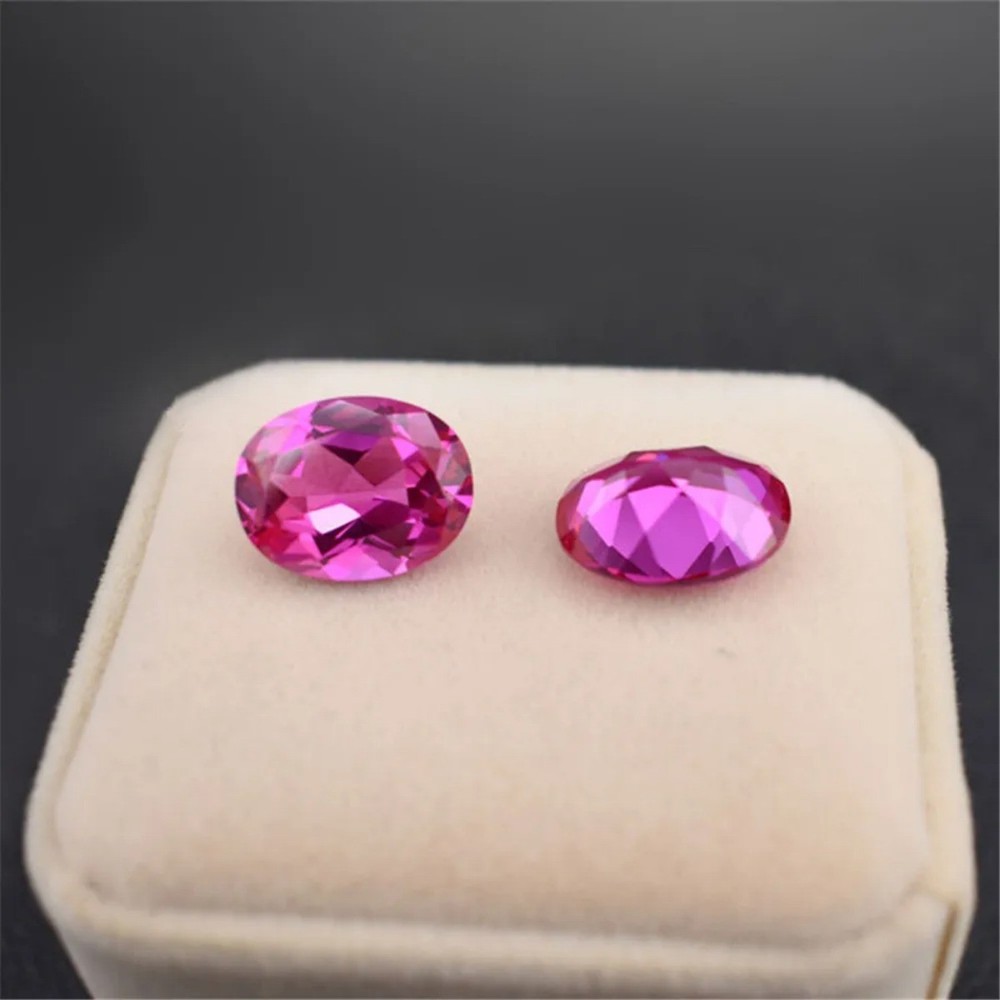 Pink Ruby Mohs Hardness 9 Oval Cut Gemstone Egg Shape Faceted Ruby Gem