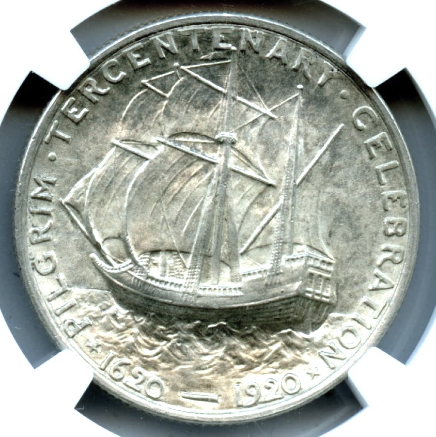 1921 Pilgrim Silver Commemorative, NGC MS64