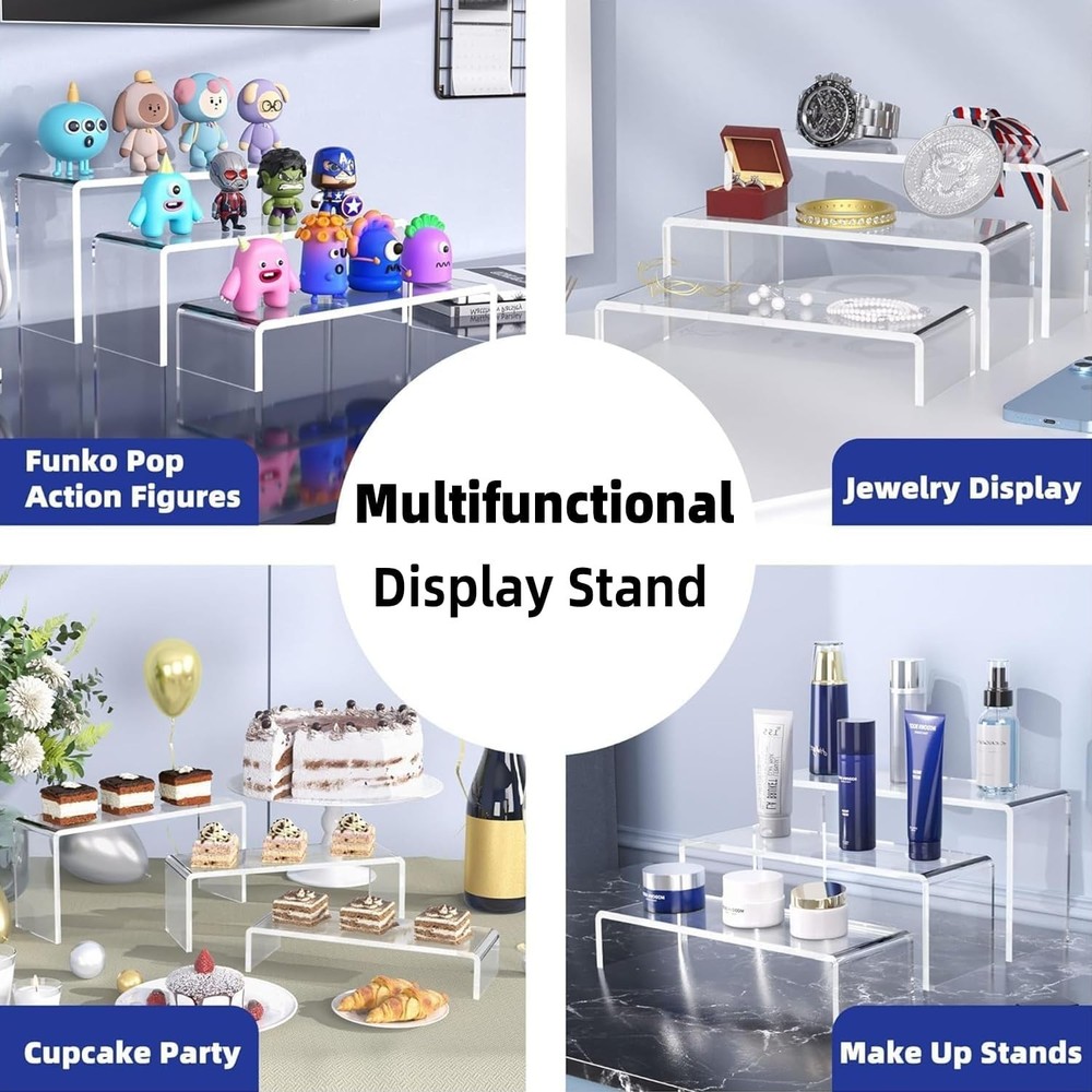 Stackable Acrylic Display Risers - 12 Pcs for Showcasing Desserts & Figures