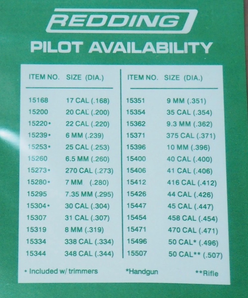 Redding Trimmer Pilot-41 Caliber-(15406) .406 Diameter